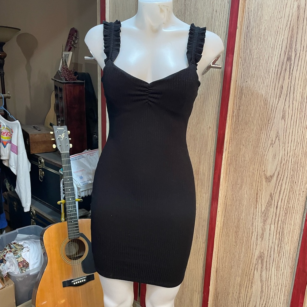 Haute Monde Black Ruffled Mini Dress